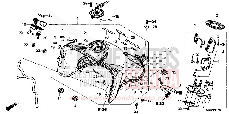 KRAFTSTOFFTANK/KRAFTSTOFFPUMPE (1) von Africa Twin Mechanik GRAND PRIX RED (R380B) von 2020
